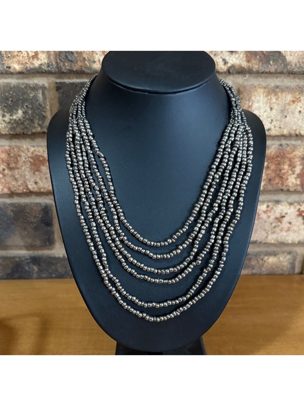 Cookie Lee 6 strand layered silver tone beaded necklace
